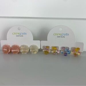 NWT Crewcuts Girls Hair Clip Claws Flower Shell 8 Pieces
